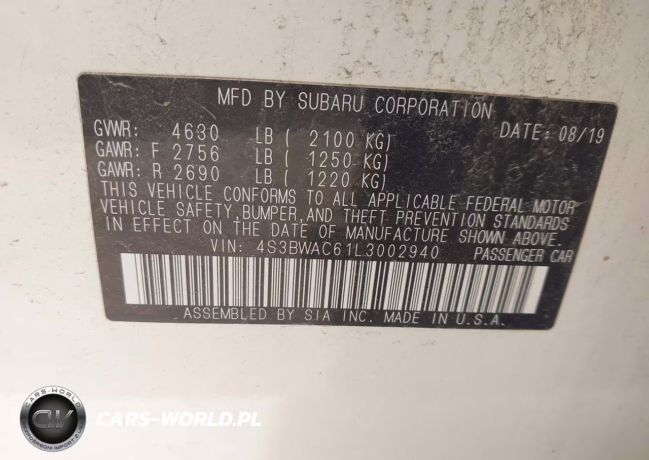 2020 Subaru Legacy Premium VIN:4S3BWAC61L3002940 - 9