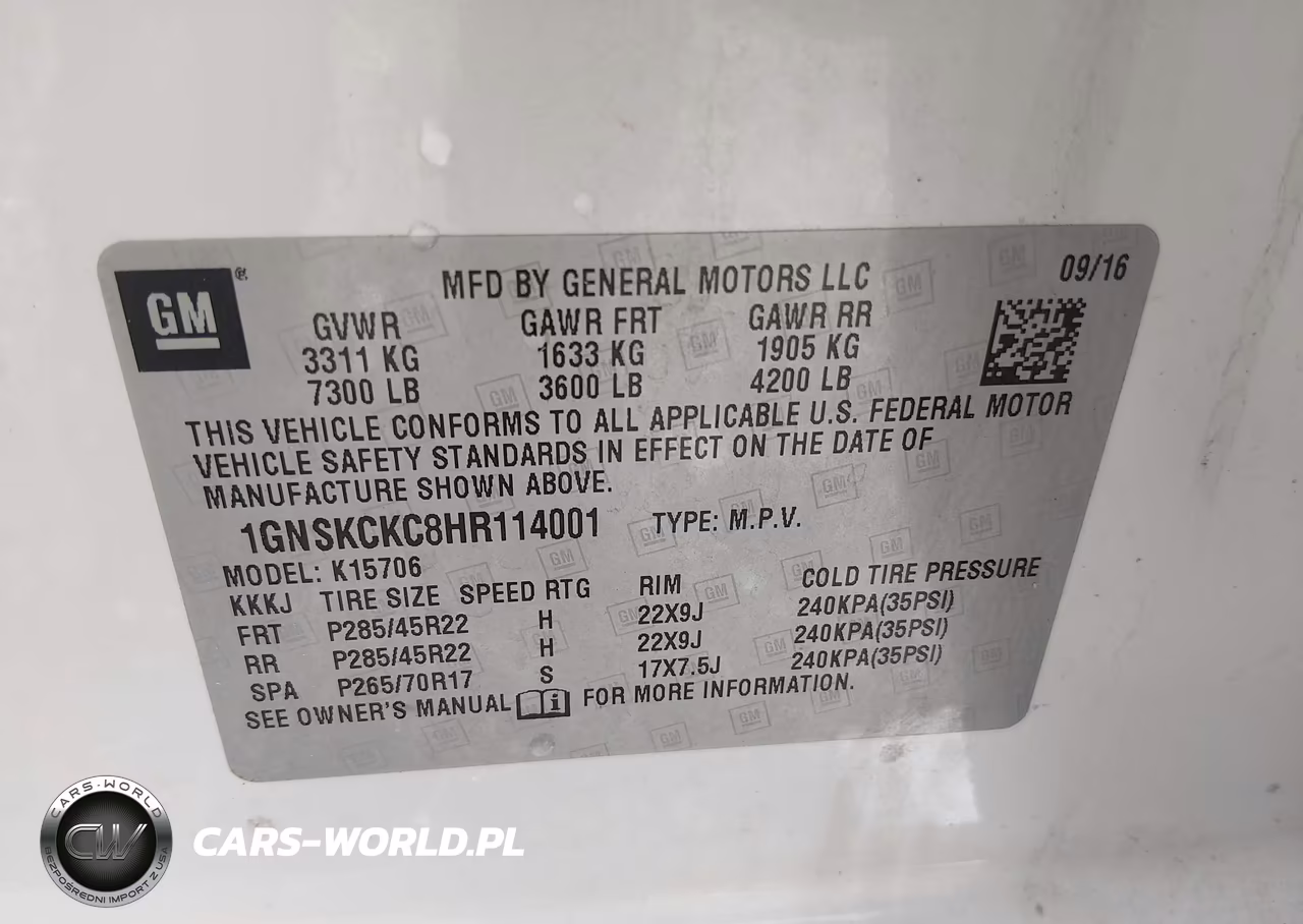 2017 Chevrolet Tahoe Premier VIN:1GNSKCKC8HR114001 - 9