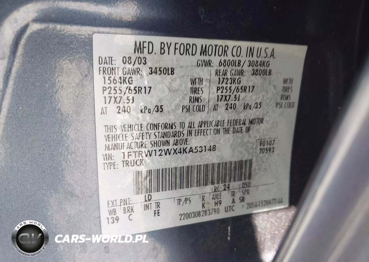 2004 Ford F-150 Xlt VIN:1FTRW12WX4KA53148 - 9