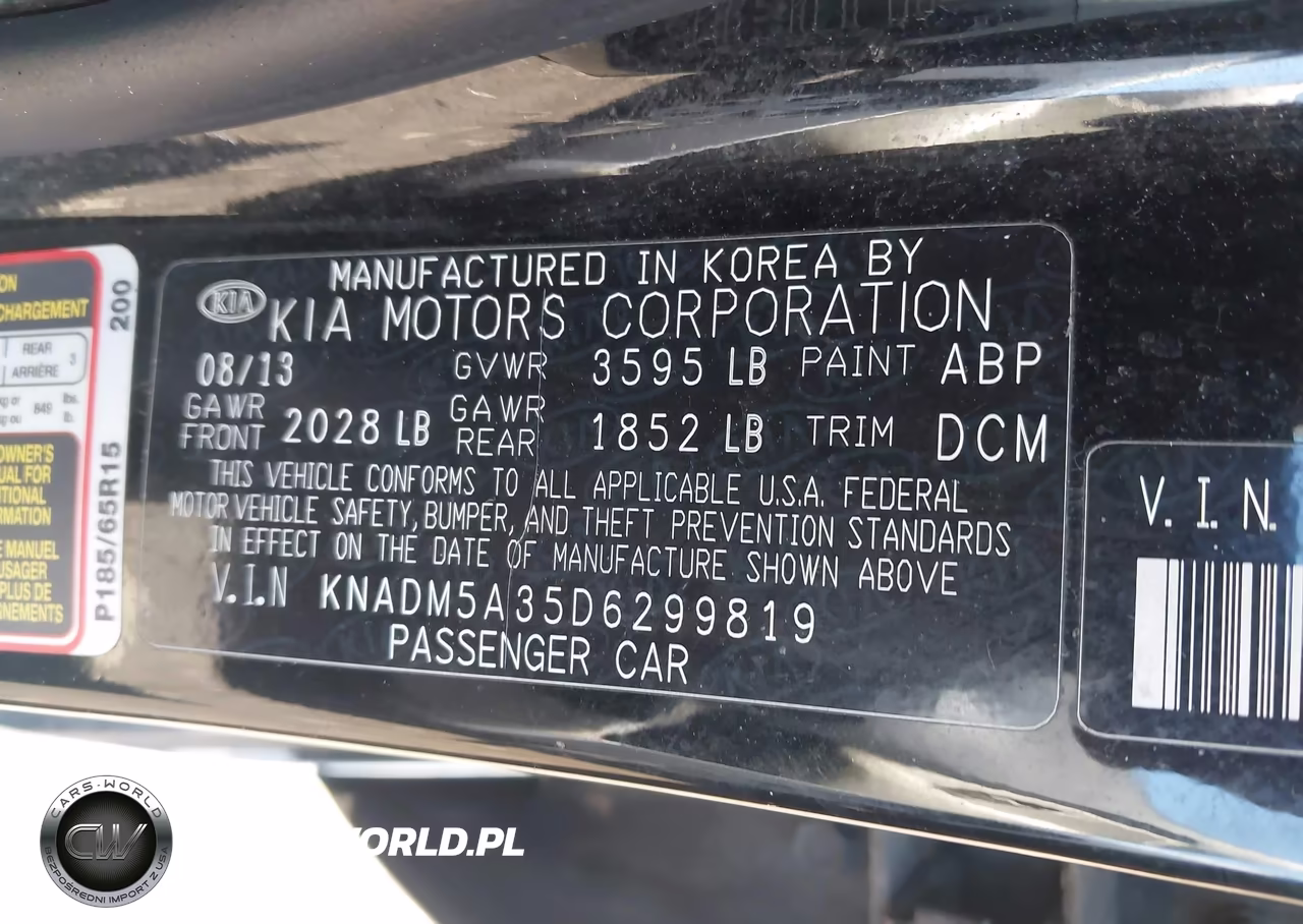 2013 Kia Rio Lx VIN:KNADM5A35D6299819 - 9