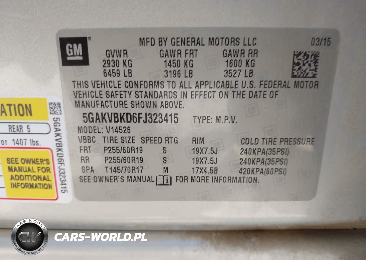 2015 Buick Enclave Leather VIN:5GAKVBKD6FJ323415 - 9
