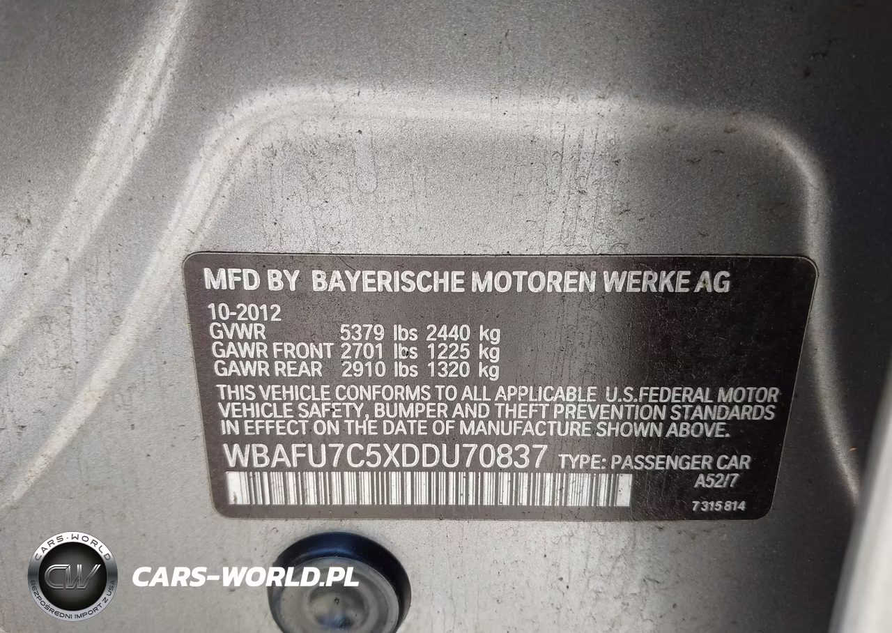 2013 BMW 535I xDrive VIN:WBAFU7C5XDDU70837 - 9