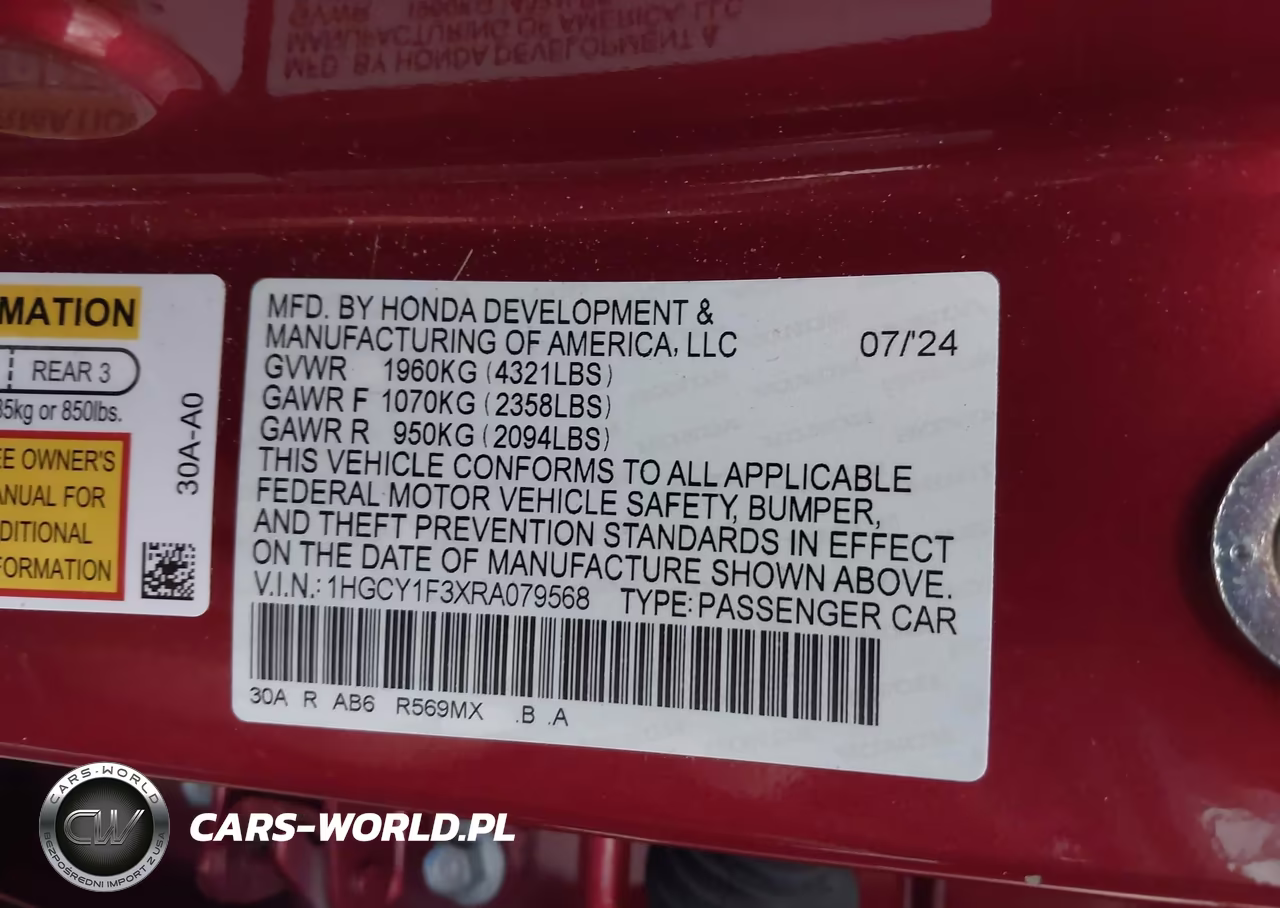 2024 Honda Accord Ex VIN:1HGCY1F3XRA079568 - 9