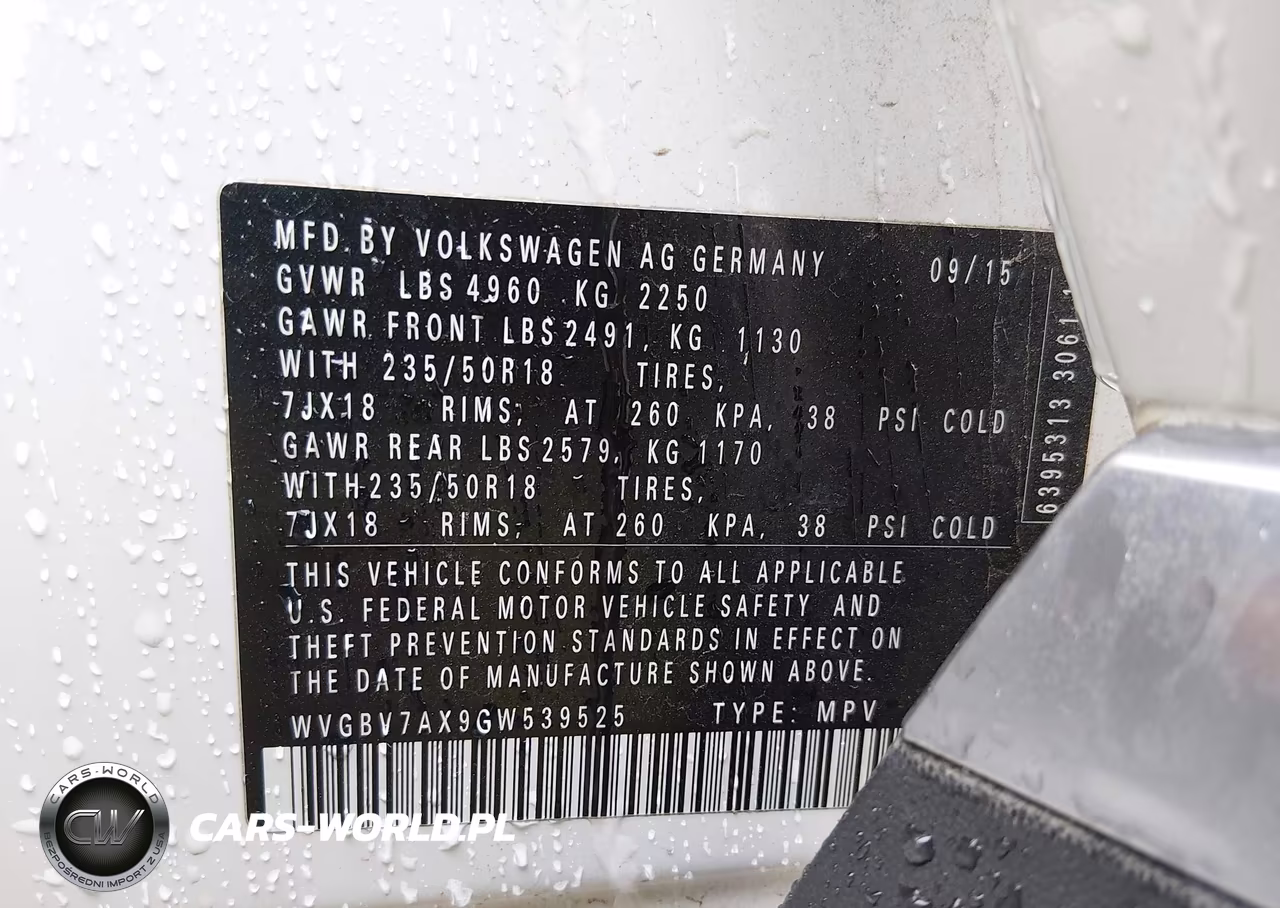 2016 Volkswagen Tiguan Se VIN:WVGBV7AX9GW539525 - 9
