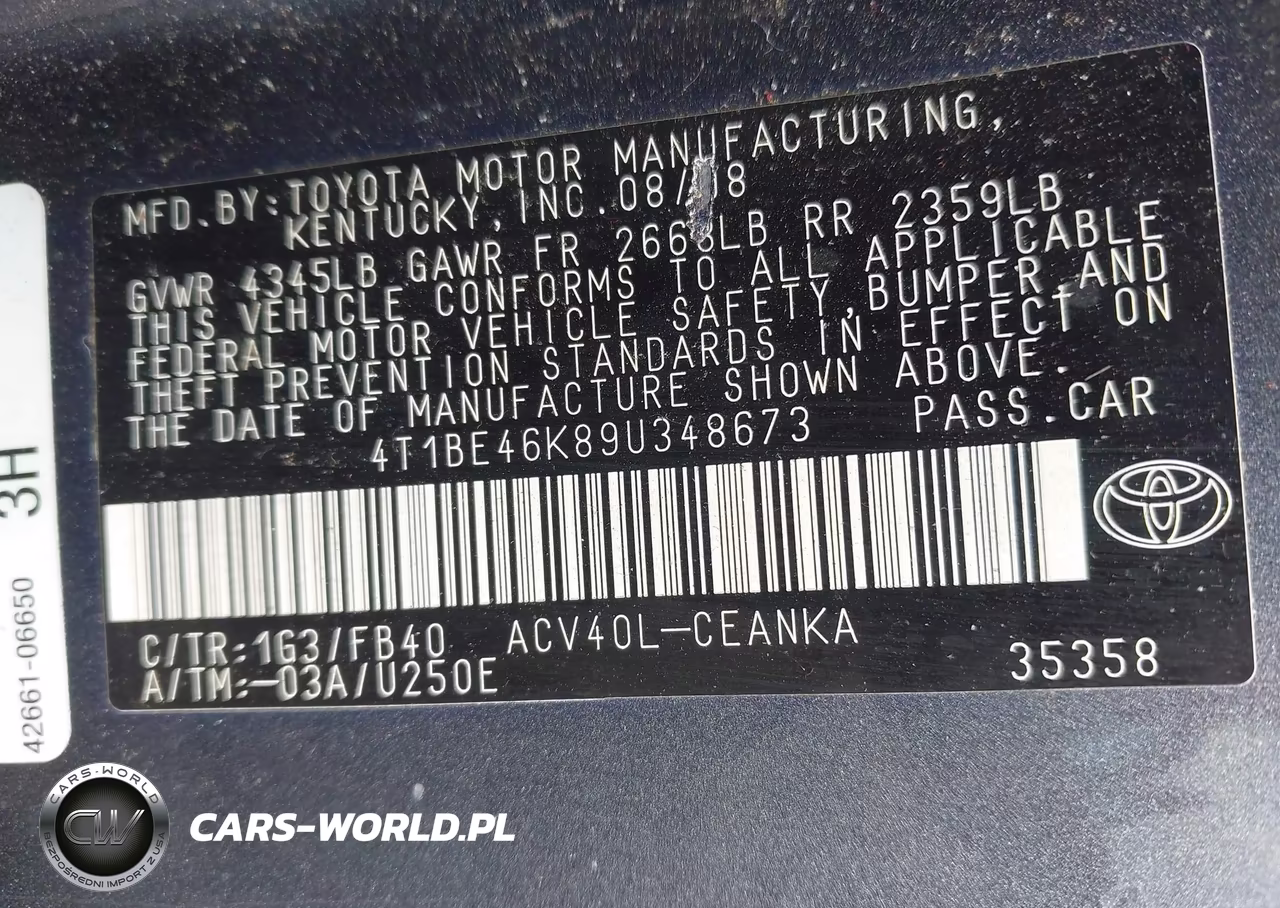 2009 Toyota Camry Le VIN:4T1BE46K89U348673 - 9