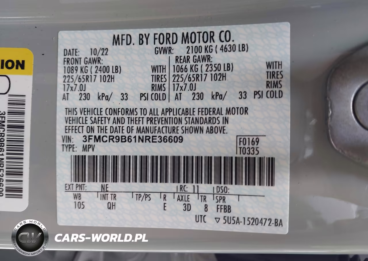 2022 Ford Bronco Sport Big Bend VIN:3FMCR9B61NRE36609 - 9