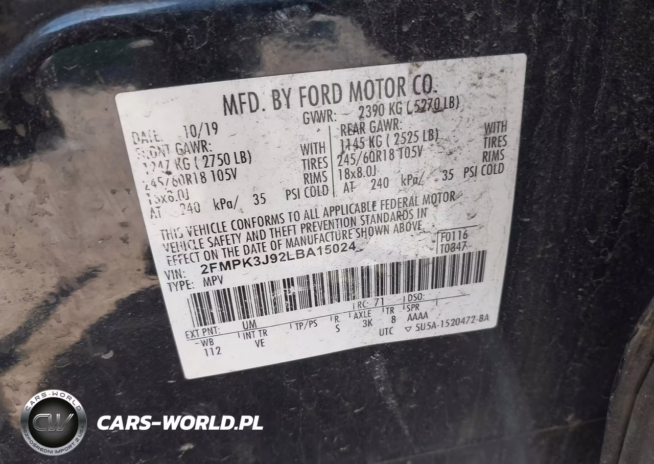 2020 Ford Edge Sel-St Line VIN:2FMPK3J92LBA15024 - 9