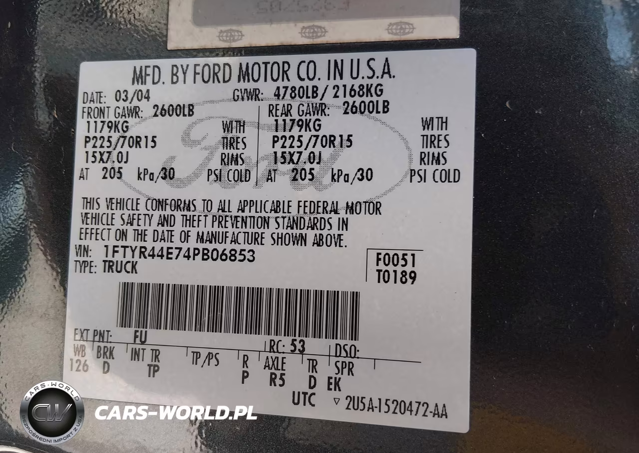 2004 Ford Ranger Xlt VIN:1FTYR44E74PB06853 - 9