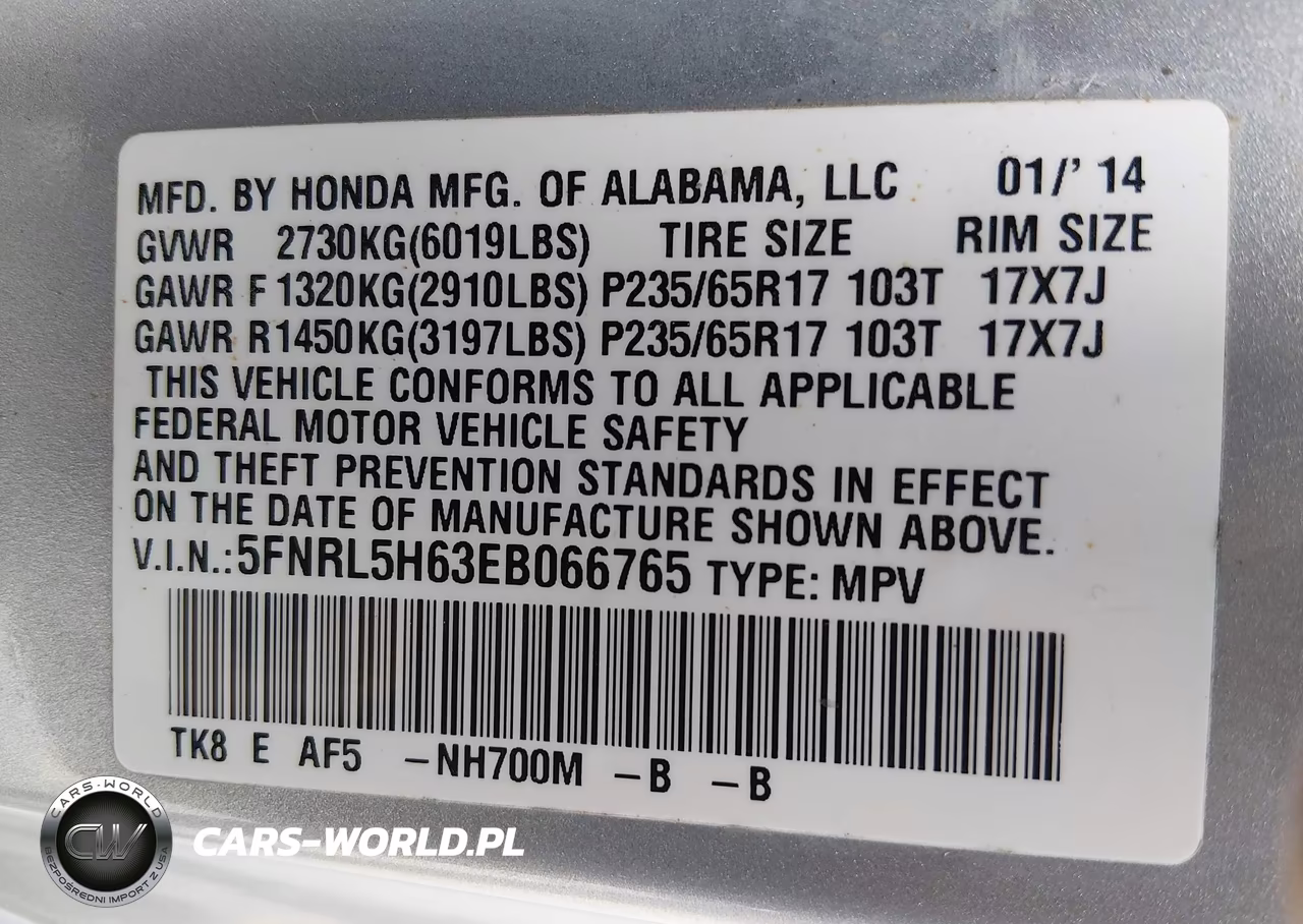 2014 Honda Odyssey Ex-L VIN:5FNRL5H63EB066765 - 9