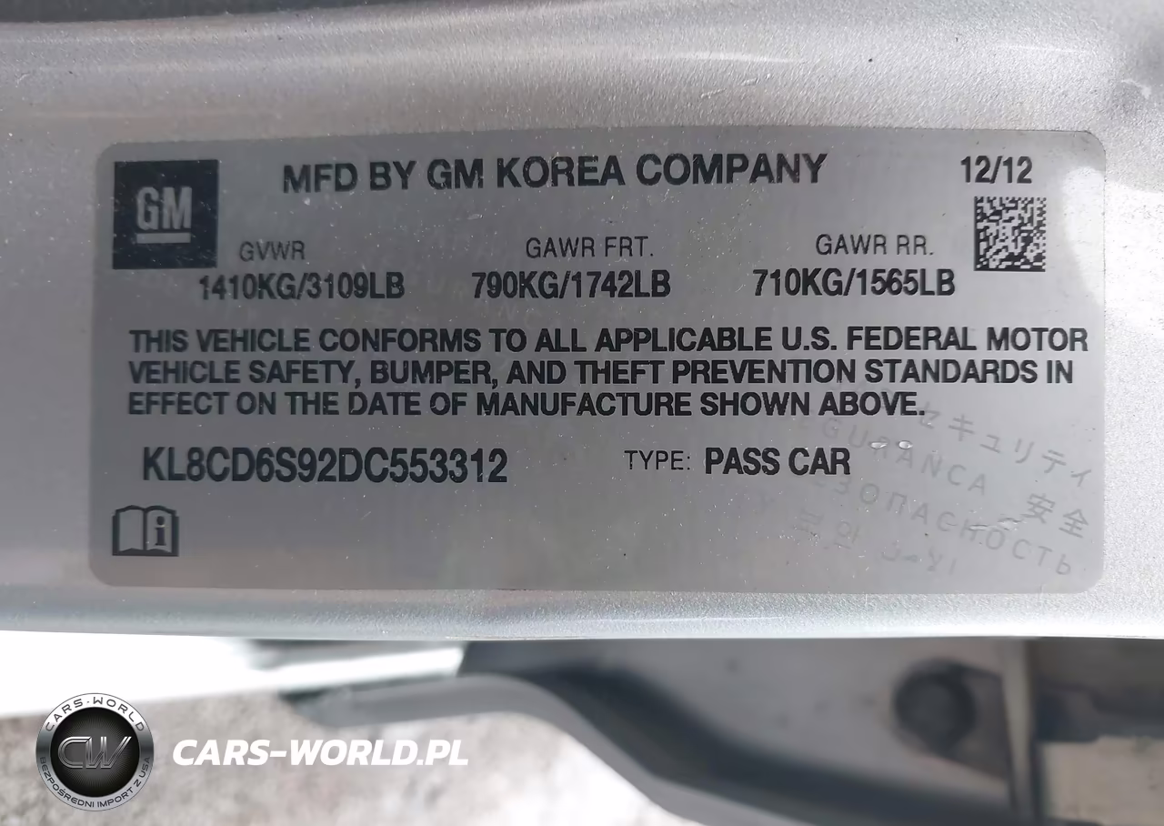 2013 Chevrolet Spark 1Lt Auto VIN:KL8CD6S92DC553312 - 9
