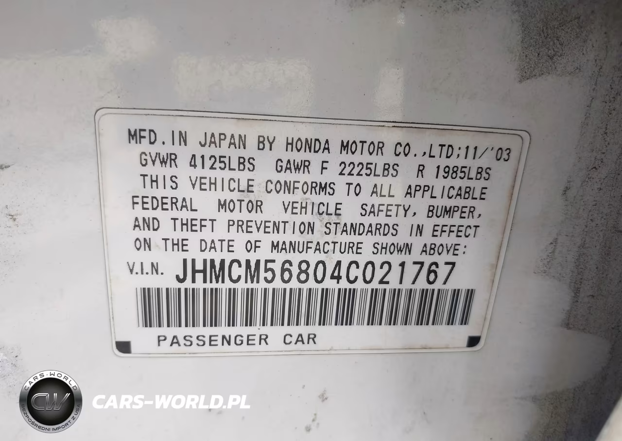 2004 Honda Accord 2.4 Ex VIN:JHMCM56804C021767 - 9