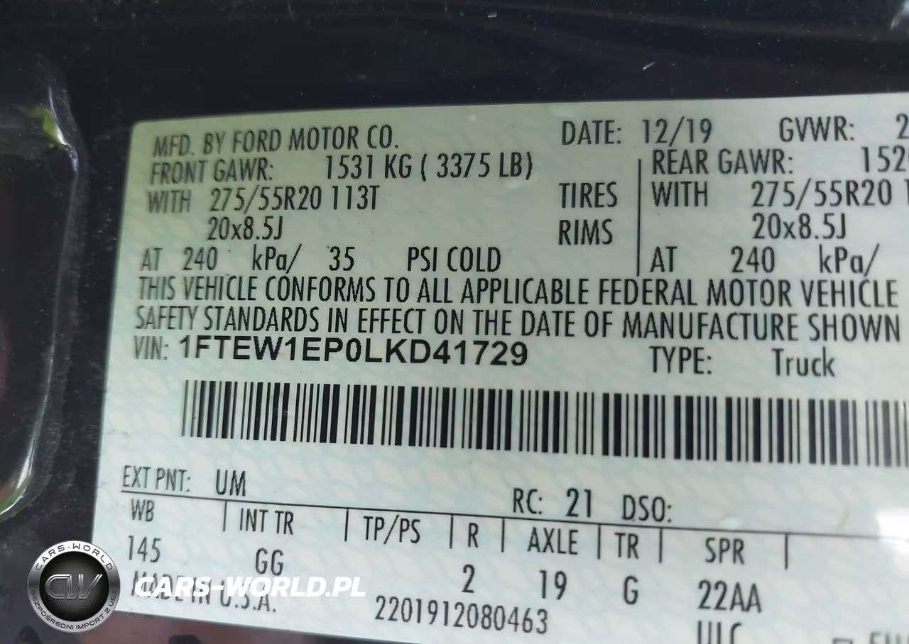 2020 Ford F-150 Xl VIN:1FTEW1EP0LKD41729 - 9