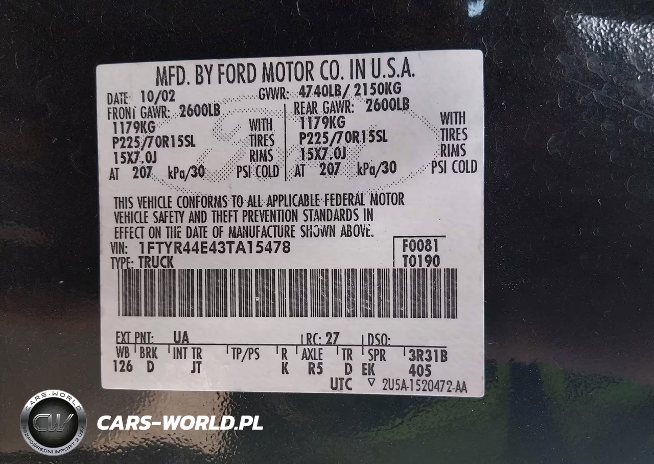 2003 Ford Ranger Xlt VIN:1FTYR44E43TA15478 - 9