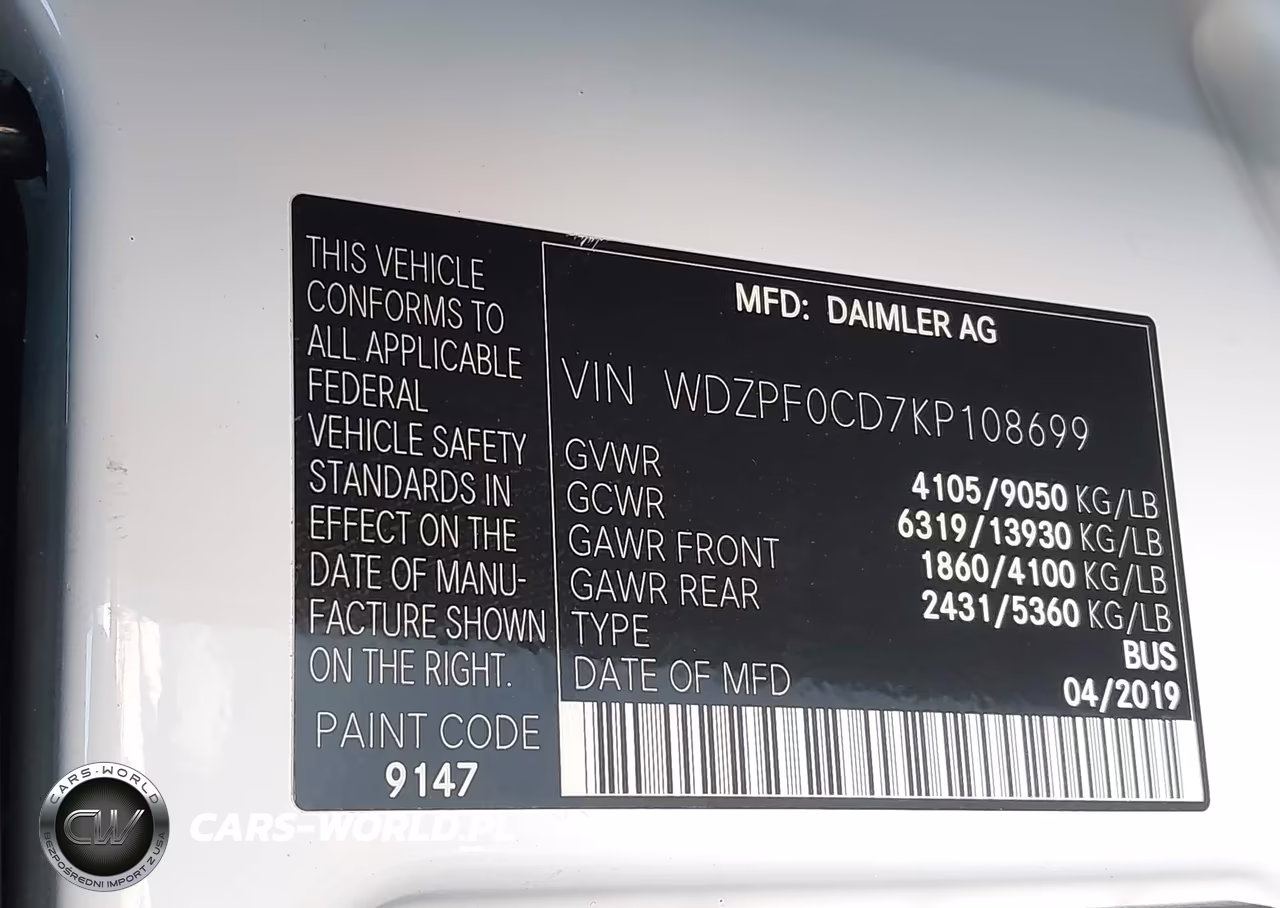 2019 Mercedes-Benz Sprinter 2500 High Roof V6 VIN:WDZPF0CD7KP108699 - 9