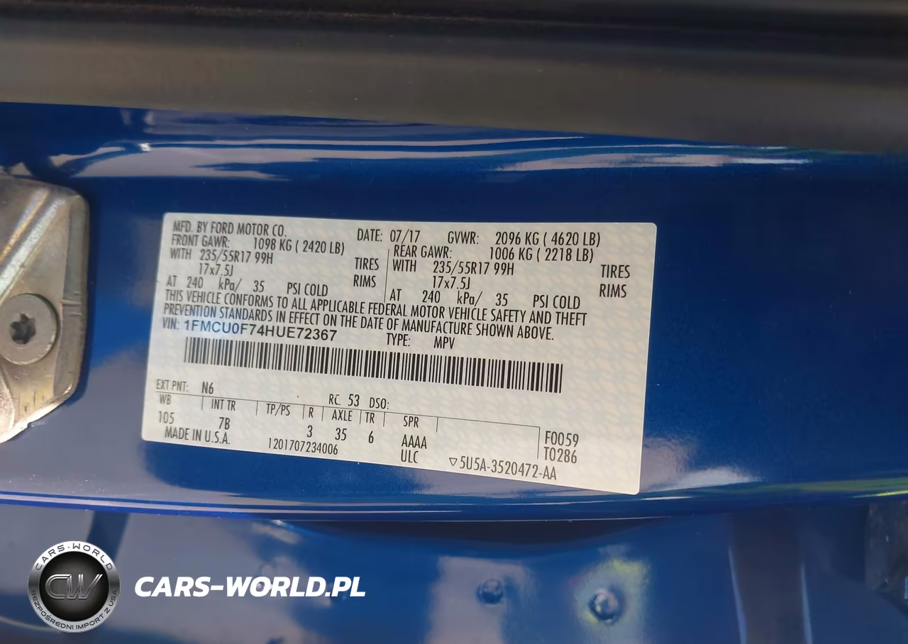 2017 Ford Escape S VIN:1FMCU0F74HUE72367 - 9