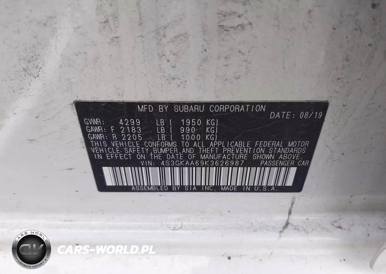 2019 Subaru Impreza 2.0I VIN:4S3GKAA69K3626987 - 9