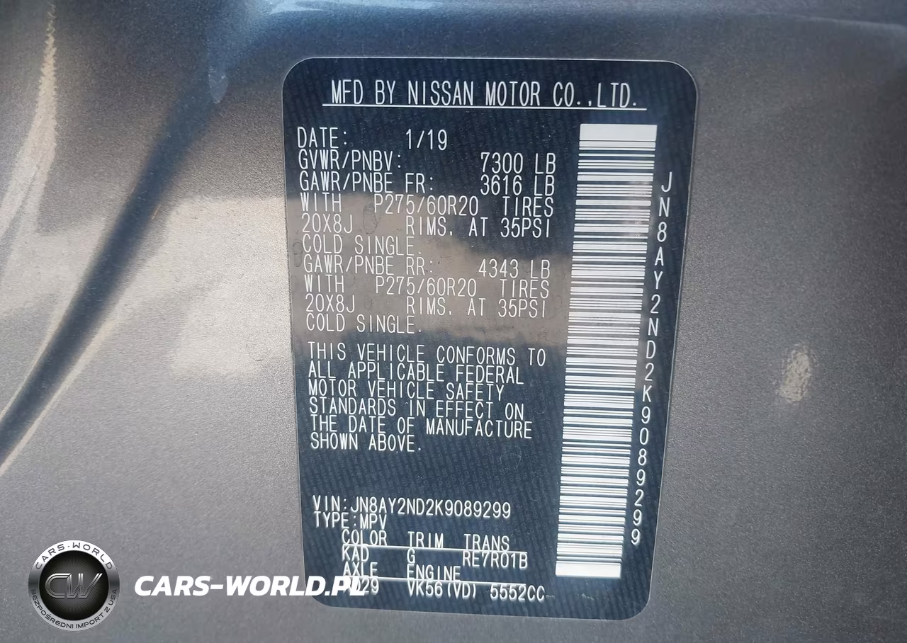2019 Nissan Armada Sl VIN:JN8AY2ND2K9089299 - 9