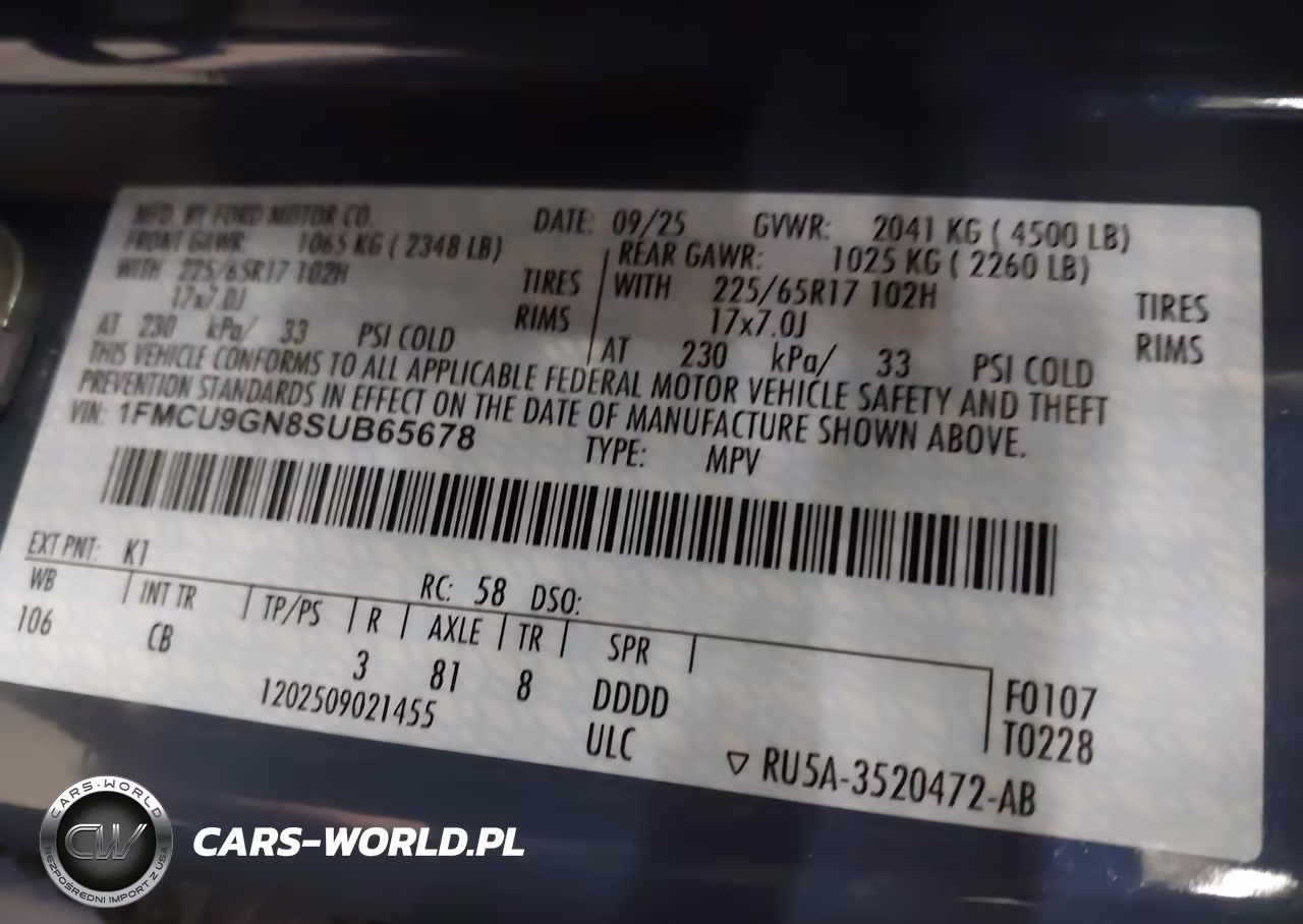 2025 Ford Escape Active VIN:1FMCU9GN8SUB65678 - 9