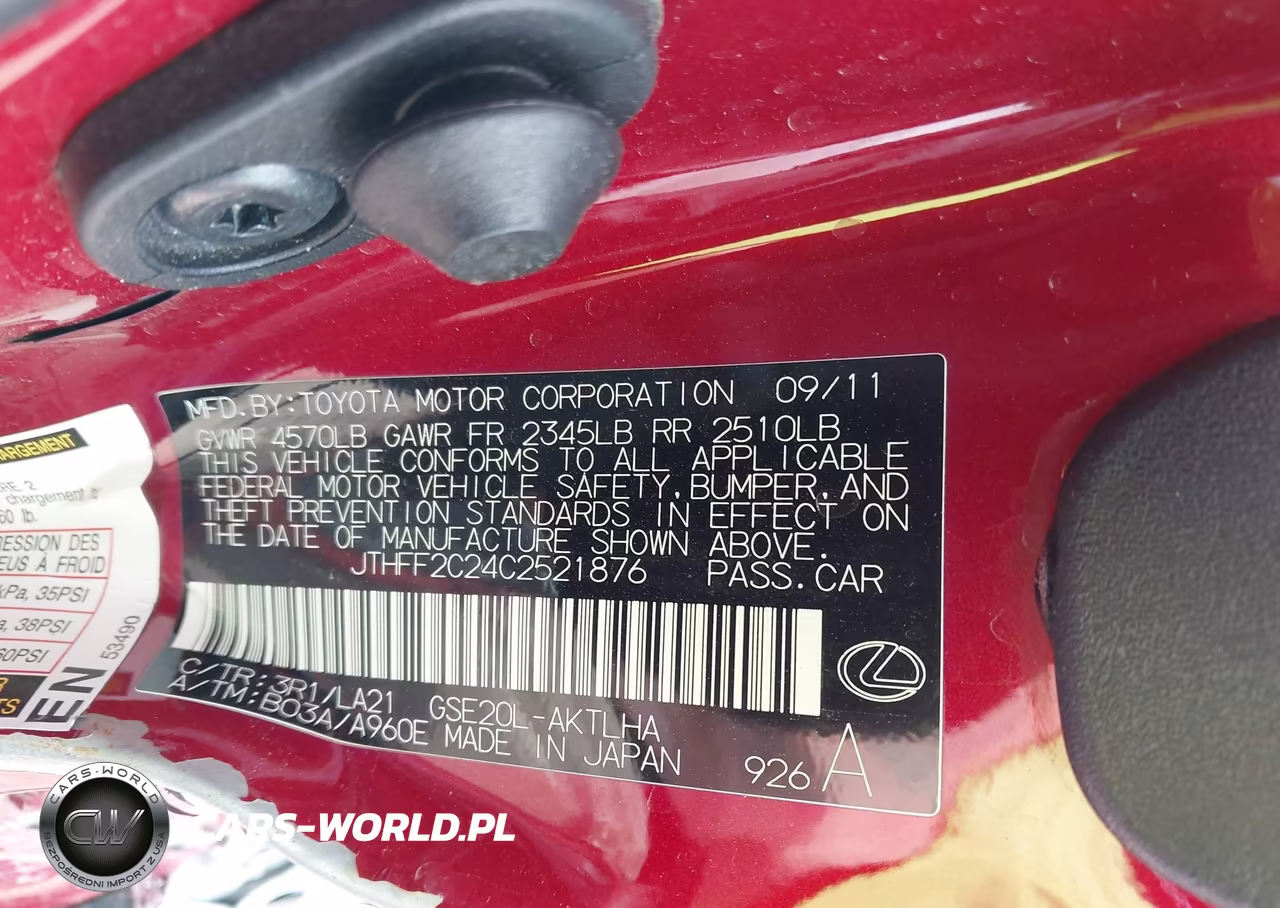 2012 Lexus Is 250C VIN:JTHFF2C24C2521876 - 9