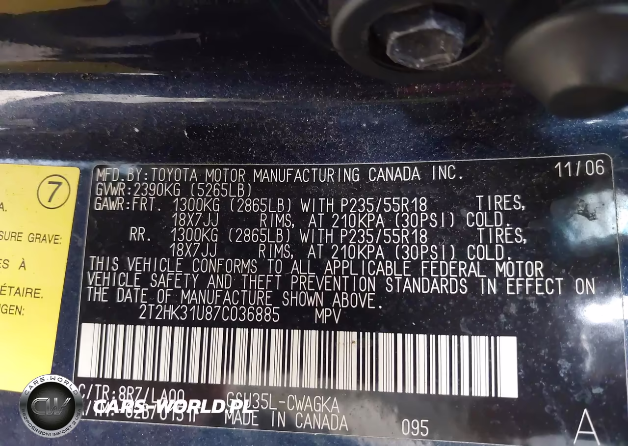 2007 Lexus Rx 350 VIN:2T2HK31U87C036885 - 9