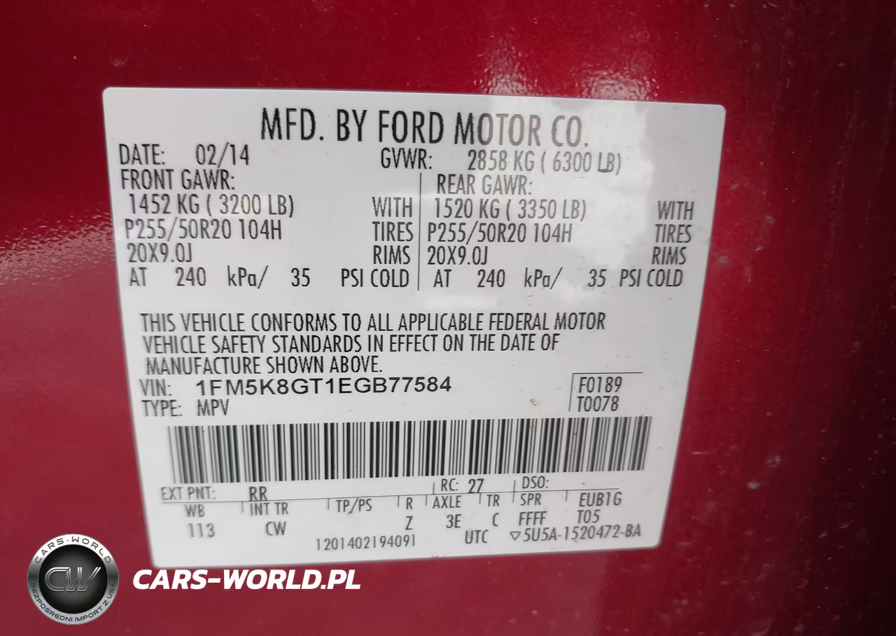 2014 Ford Explorer Sport VIN:1FM5K8GT1EGB77584 - 9