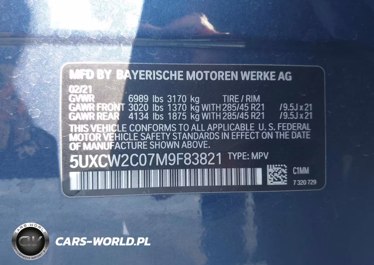 2021 BMW X7 xDrive40I VIN:5UXCW2C07M9F83821 - 9