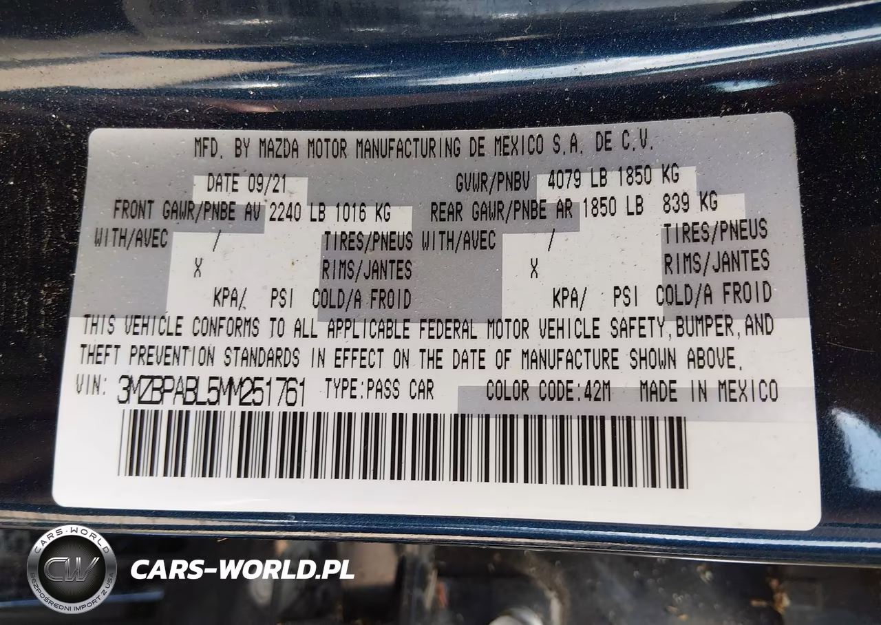 2021 Mazda Mazda3 Select VIN:3MZBPABL5MM251761 - 9