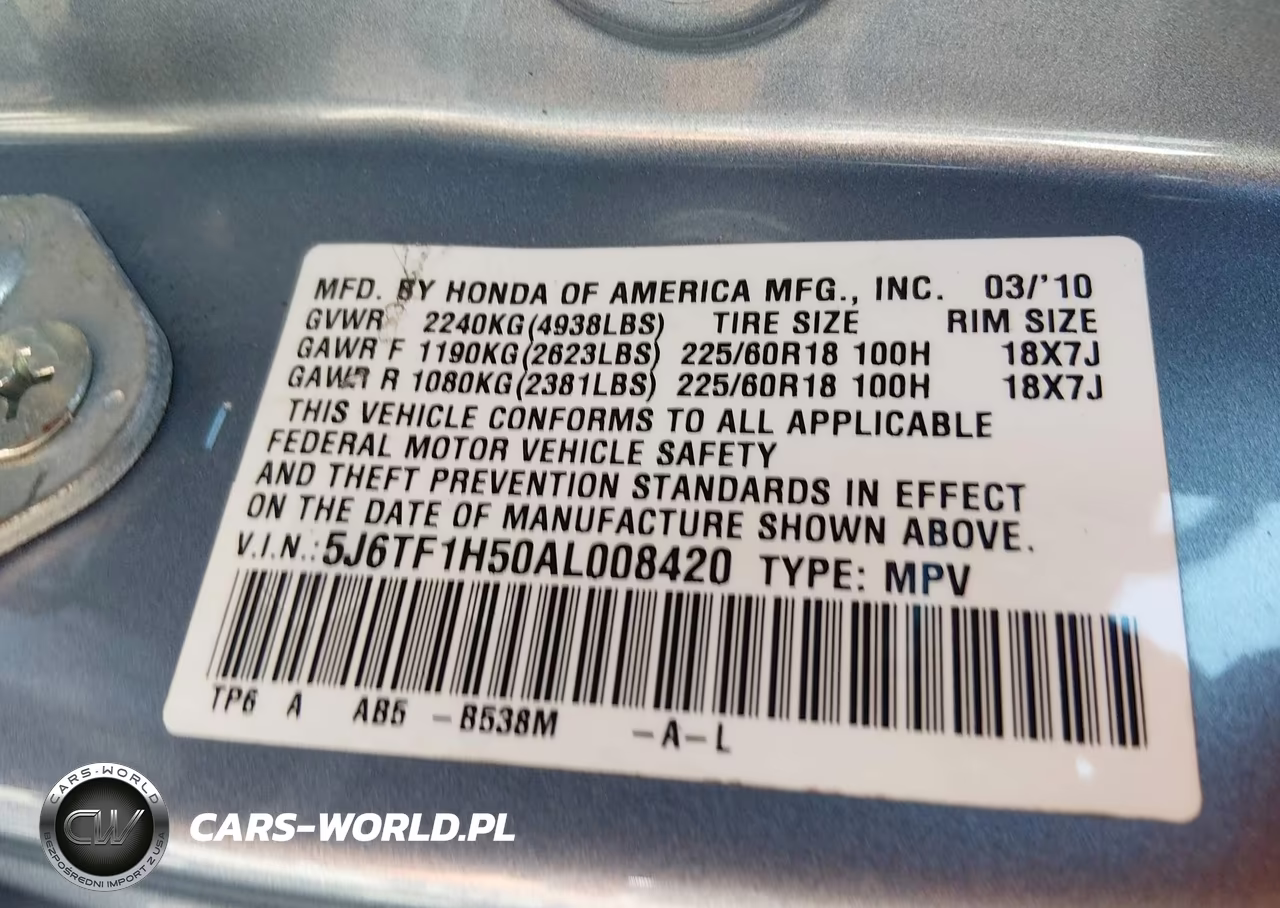 2010 Honda Accord Crosstour Ex-L VIN:5J6TF1H50AL008420 - 9