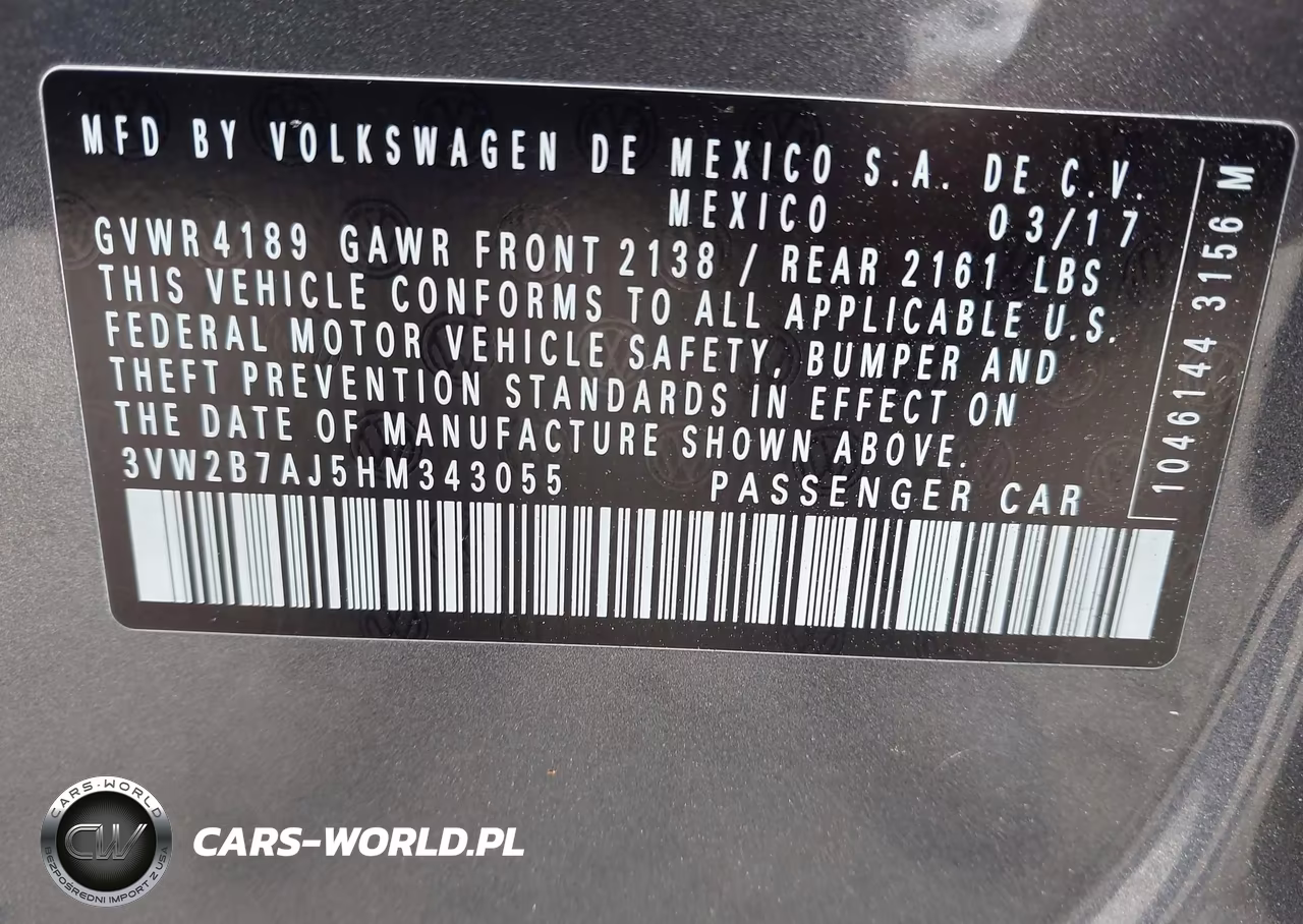 2017 Volkswagen Jetta 1.4T S VIN:3VW2B7AJ5HM343055 - 9