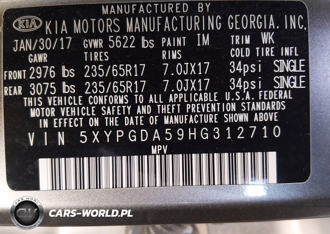2017 Kia Sorento 3.3L Lx VIN:5XYPGDA59HG312710 - 9