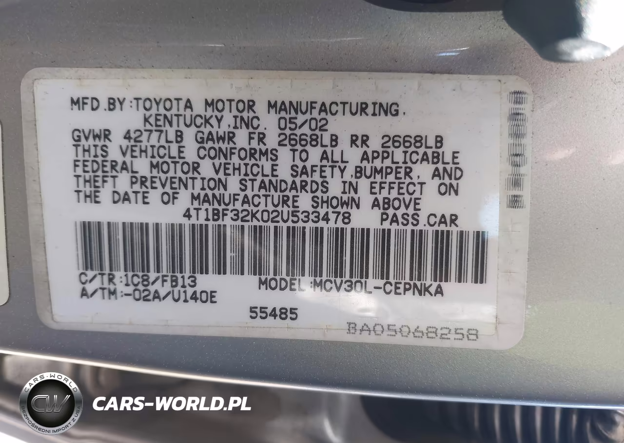 2002 Toyota Camry Le V6 VIN:4T1BF32K02U533478 - 9