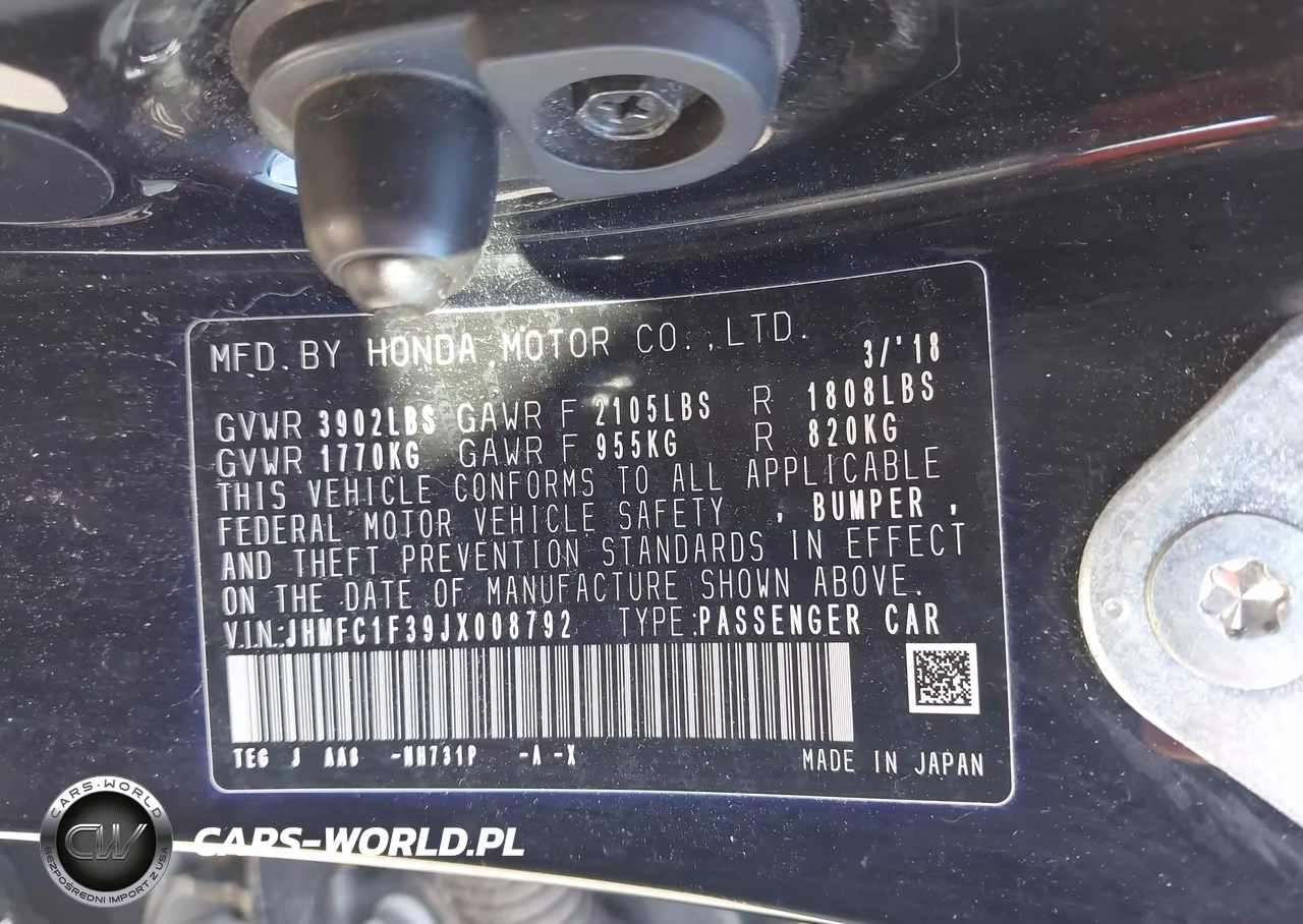 2018 Honda Civic Ex-T VIN:JHMFC1F39JX008792 - 9