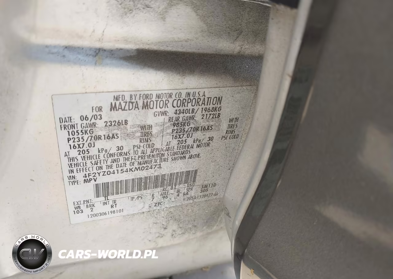 2004 Mazda Tribute Lx V6 VIN:4F2YZ04154KM02473 - 8