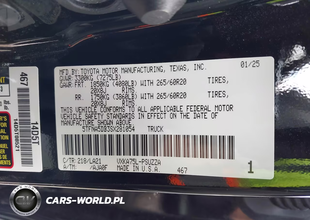 2025 Toyota Tundra Platinum VIN:5TFNA5DB3SX281054 - 9