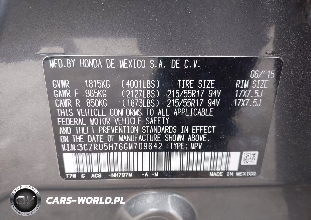 2016 Honda Hr-V Ex-L VIN:3CZRU5H76GM709642 - 9