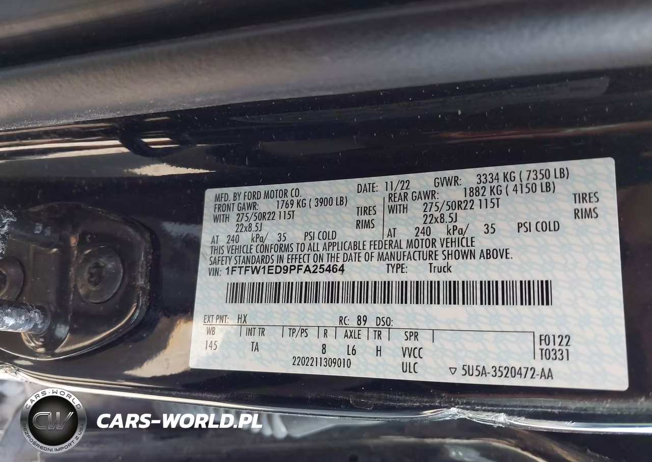 2023 Ford F-150 Limited VIN:1FTFW1ED9PFA25464 - 9