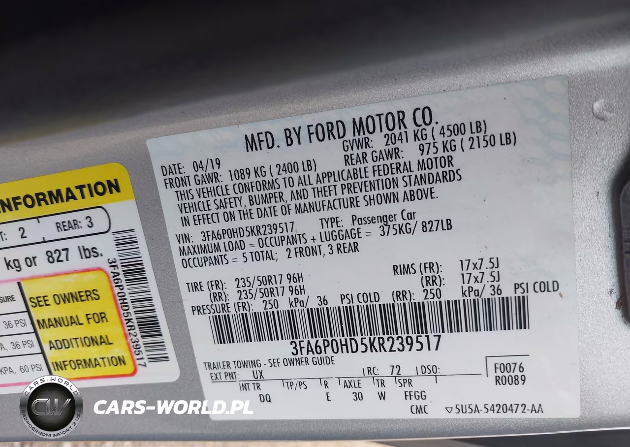 2019 Ford Fusion Se VIN:3FA6P0HD5KR239517 - 9