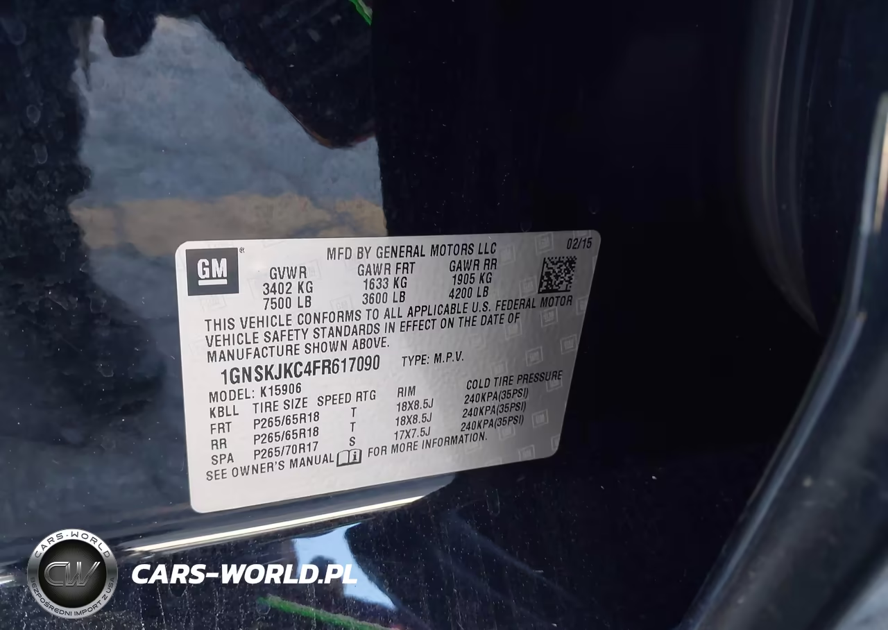 2015 Chevrolet Suburban 1500 Lt VIN:1GNSKJKC4FR617090 - 9