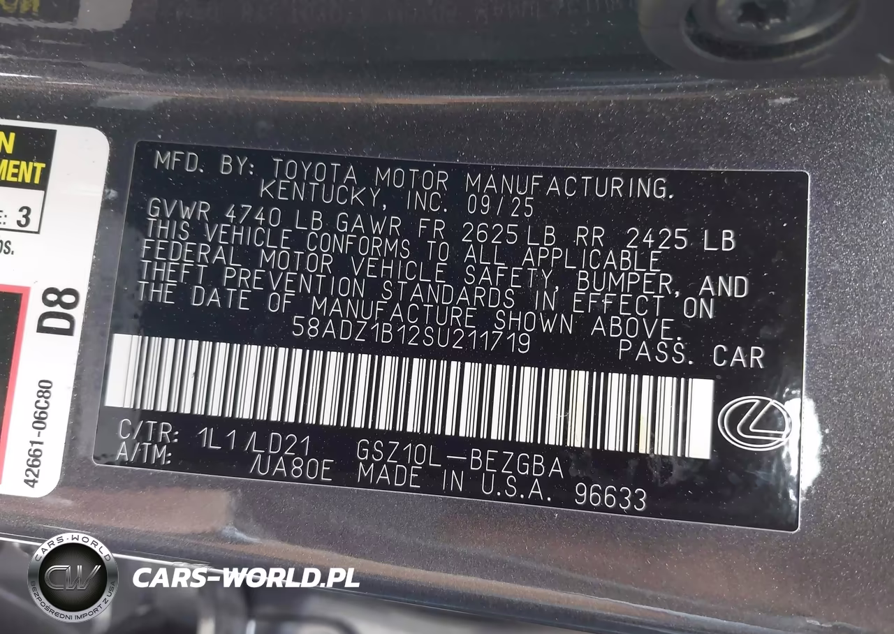 2025 Lexus Es 350 VIN:58ADZ1B12SU211719 - 9