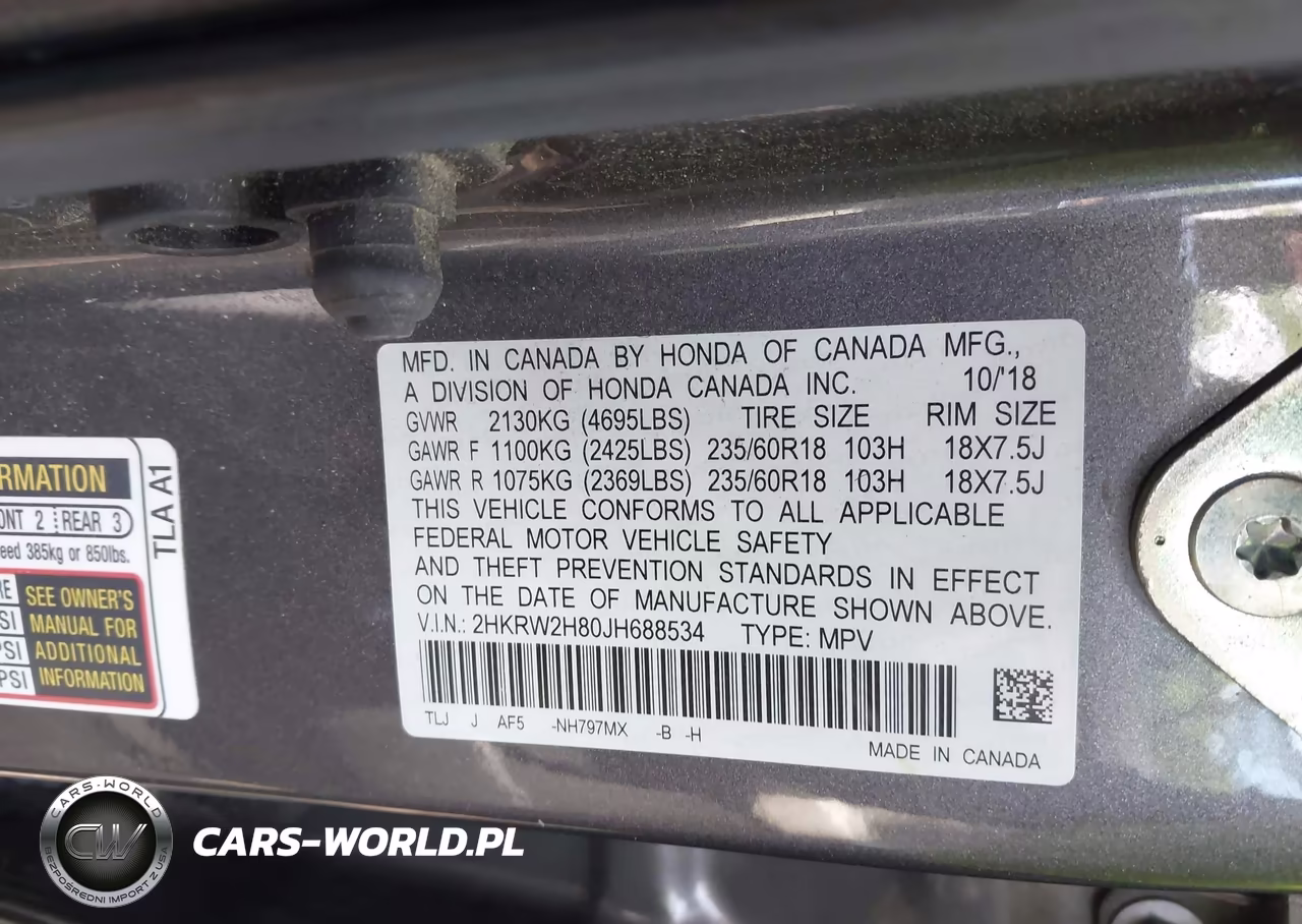 2018 Honda Cr-V Ex-L-Ex-L Navi VIN:2HKRW2H80JH688534 - 9