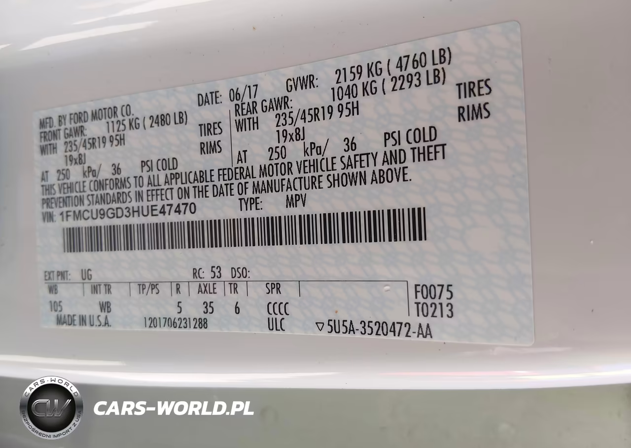 2017 Ford Escape Se VIN:1FMCU9GD3HUE47470 - 9