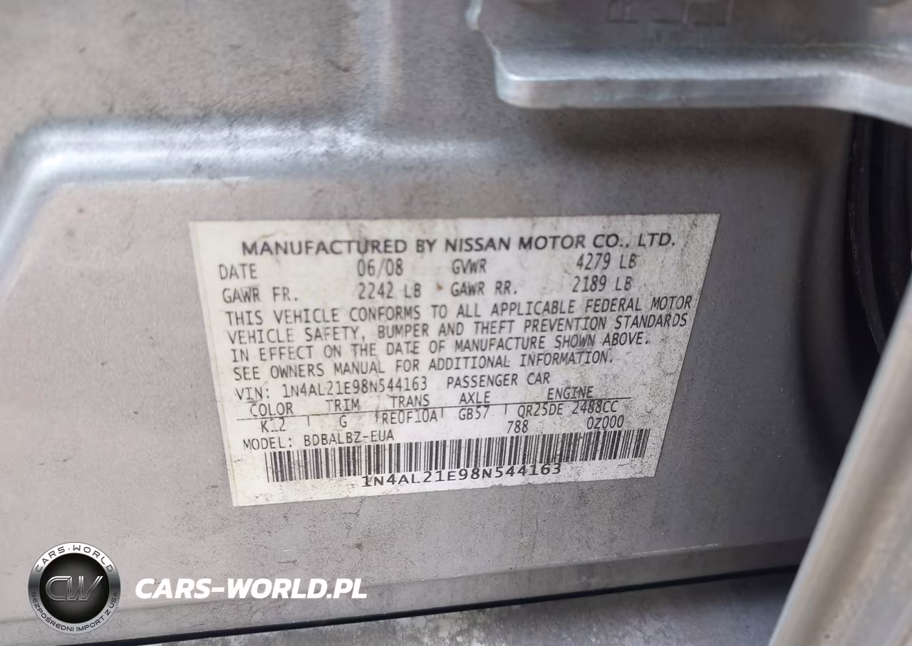 2008 Nissan Altima 2.5 S VIN:1N4AL21E98N544163 - 9