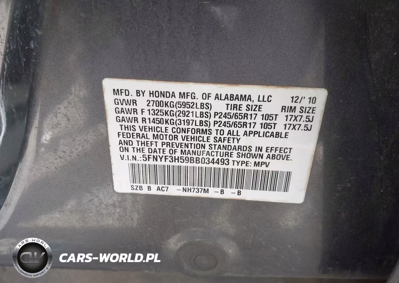 2011 Honda Pilot Ex-L VIN:5FNYF3H59BB034493 - 9