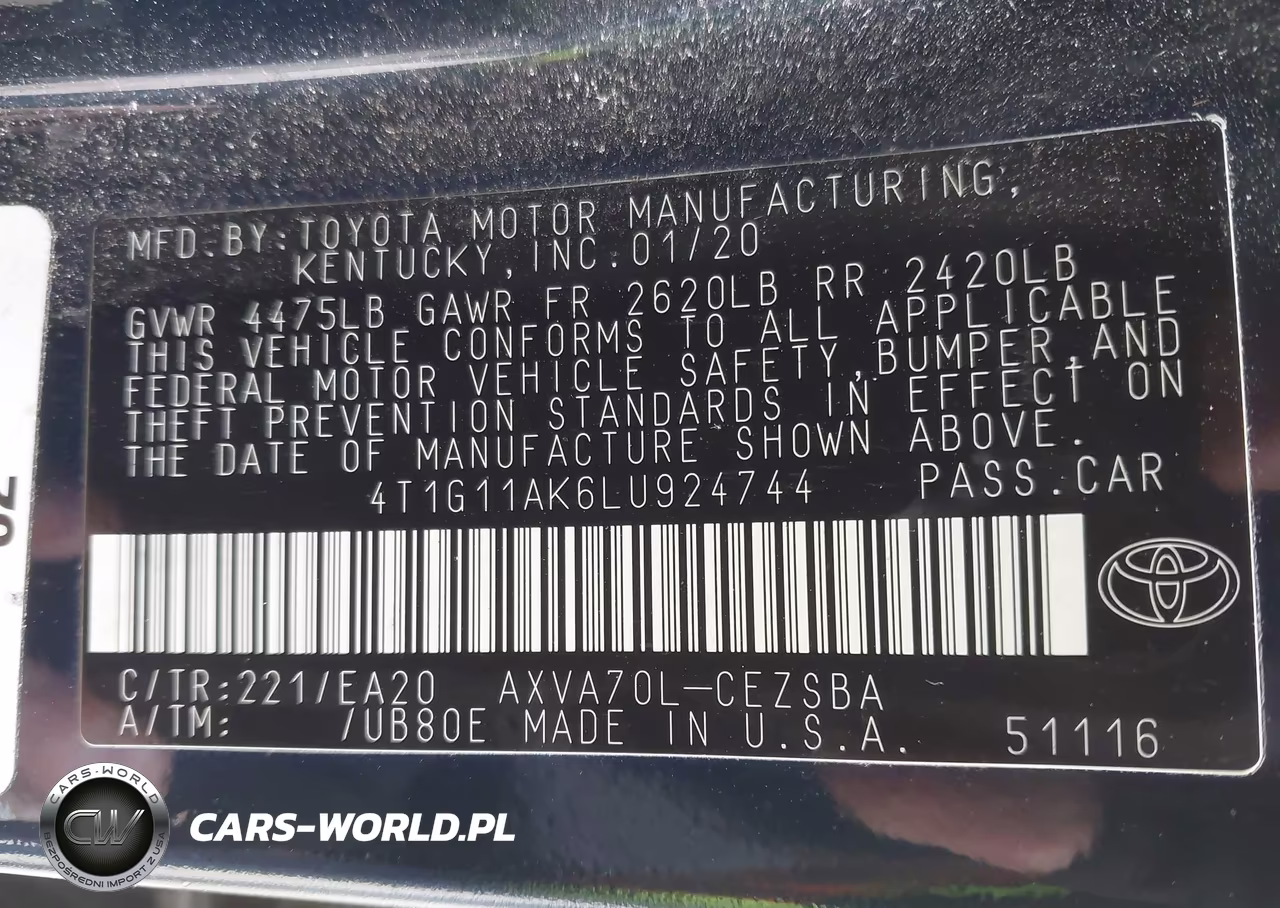 2020 Toyota Camry Se VIN:4T1G11AK6LU924744 - 9