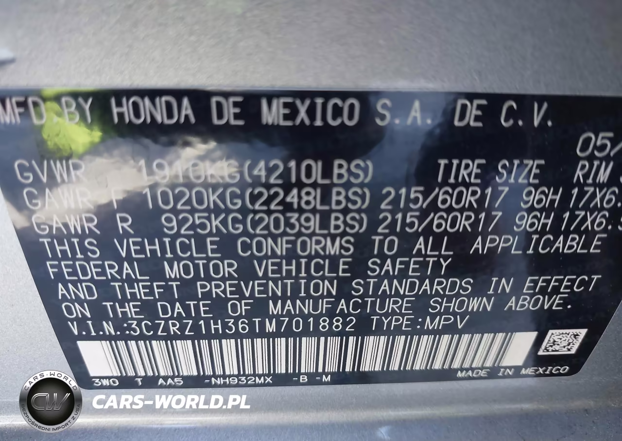 2026 Honda Hr-V 2Wd Lx VIN:3CZRZ1H36TM701882 - 9