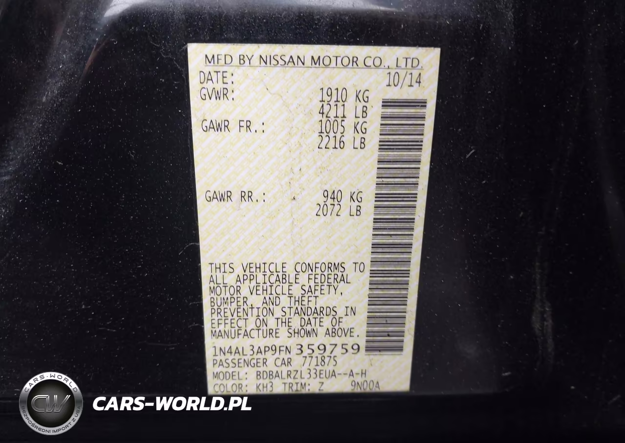 2015 Nissan Altima 2.5 Sl VIN:1N4AL3AP9FN359759 - 9