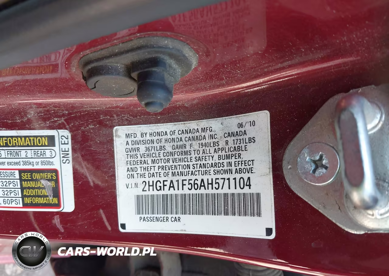 2010 Honda Civic Lx VIN:2HGFA1F56AH571104 - 9