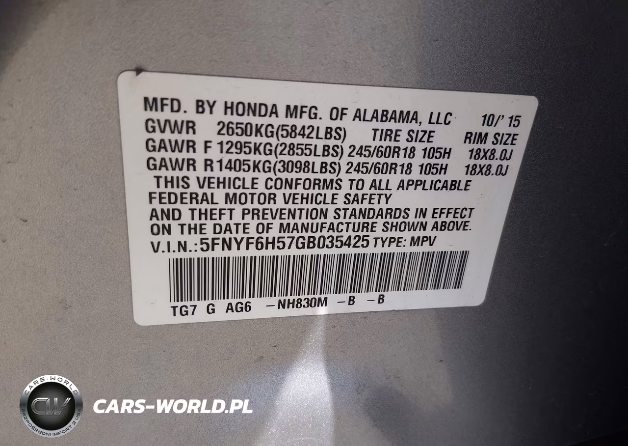 2016 Honda Pilot Ex-L VIN:5FNYF6H57GB035425 - 9