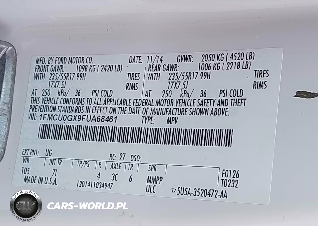 2015 Ford Escape Se VIN:1FMCU0GX9FUA68461 - 9