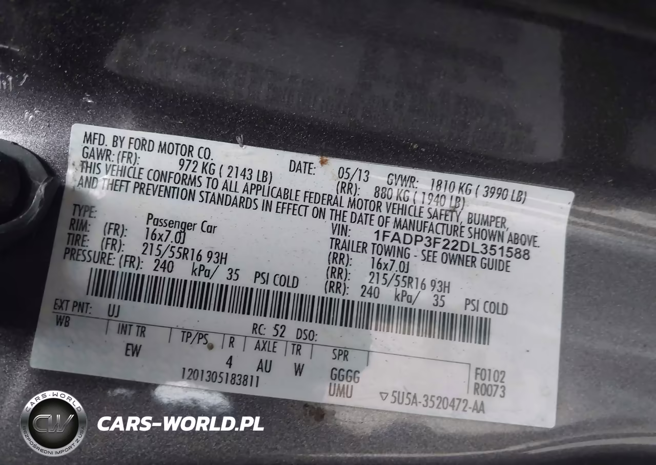 2013 Ford Focus Se VIN:1FADP3F22DL351588 - 9